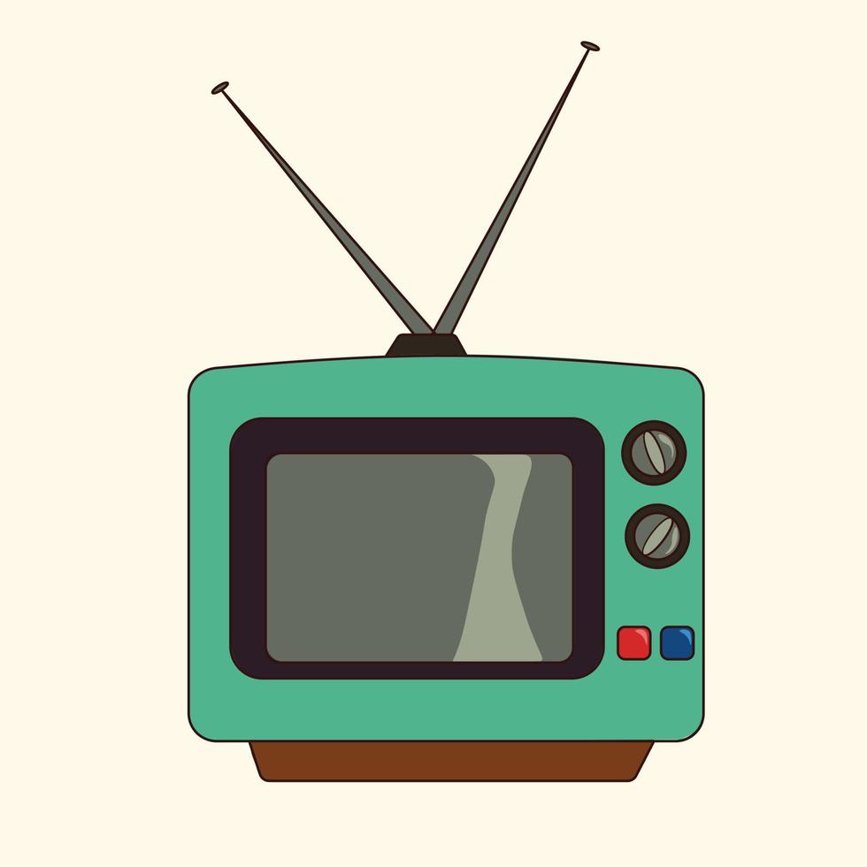 Retro style vector illustration of a vintage TV set.