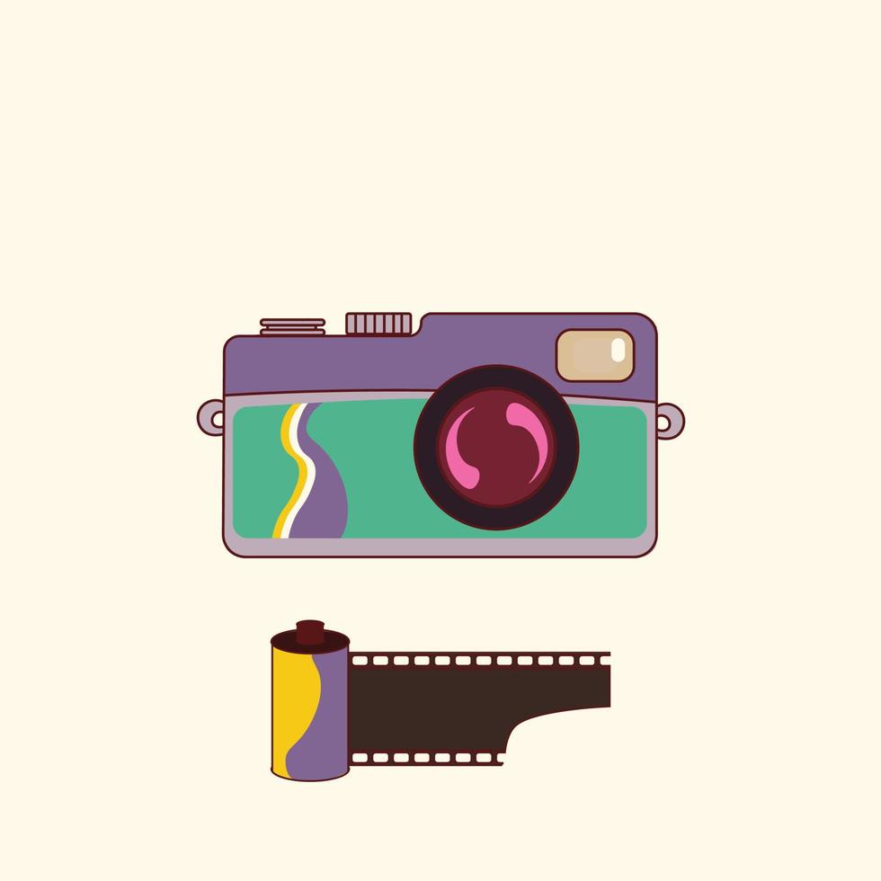 Retro style vector illustration of a vintage photo camera