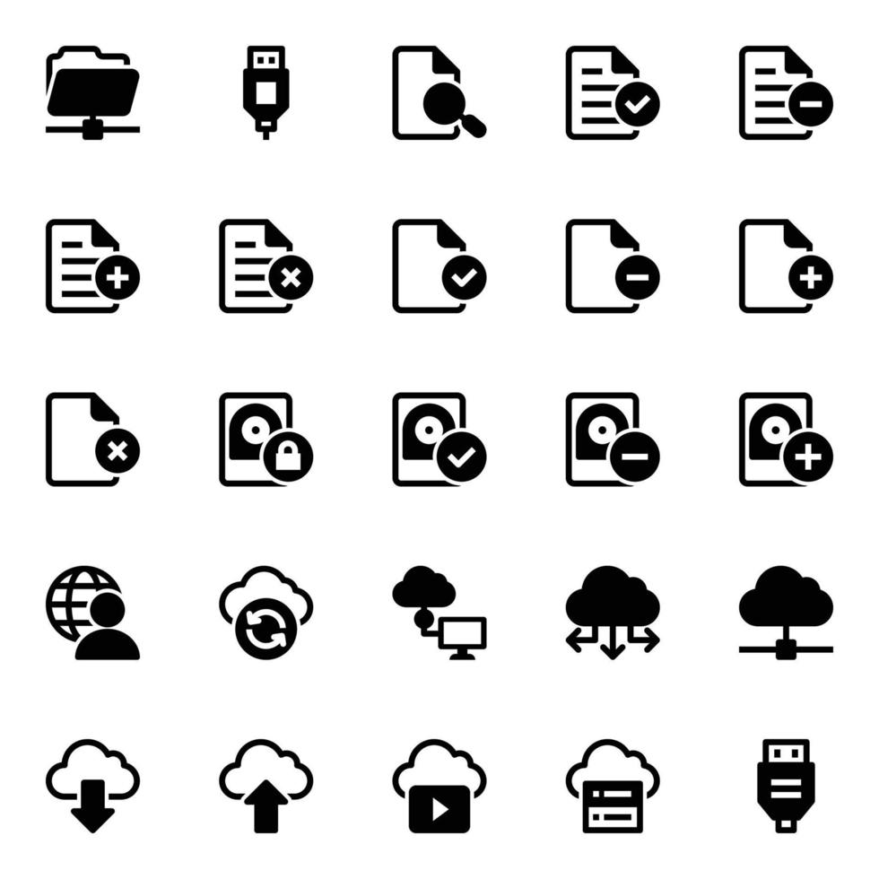 Glyph icons for data science. vector