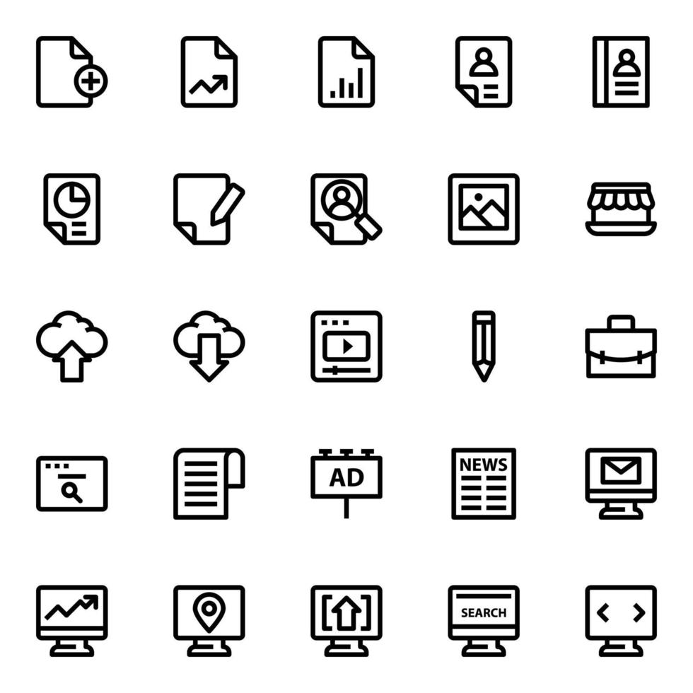 Outline icons for digital marketing. vector