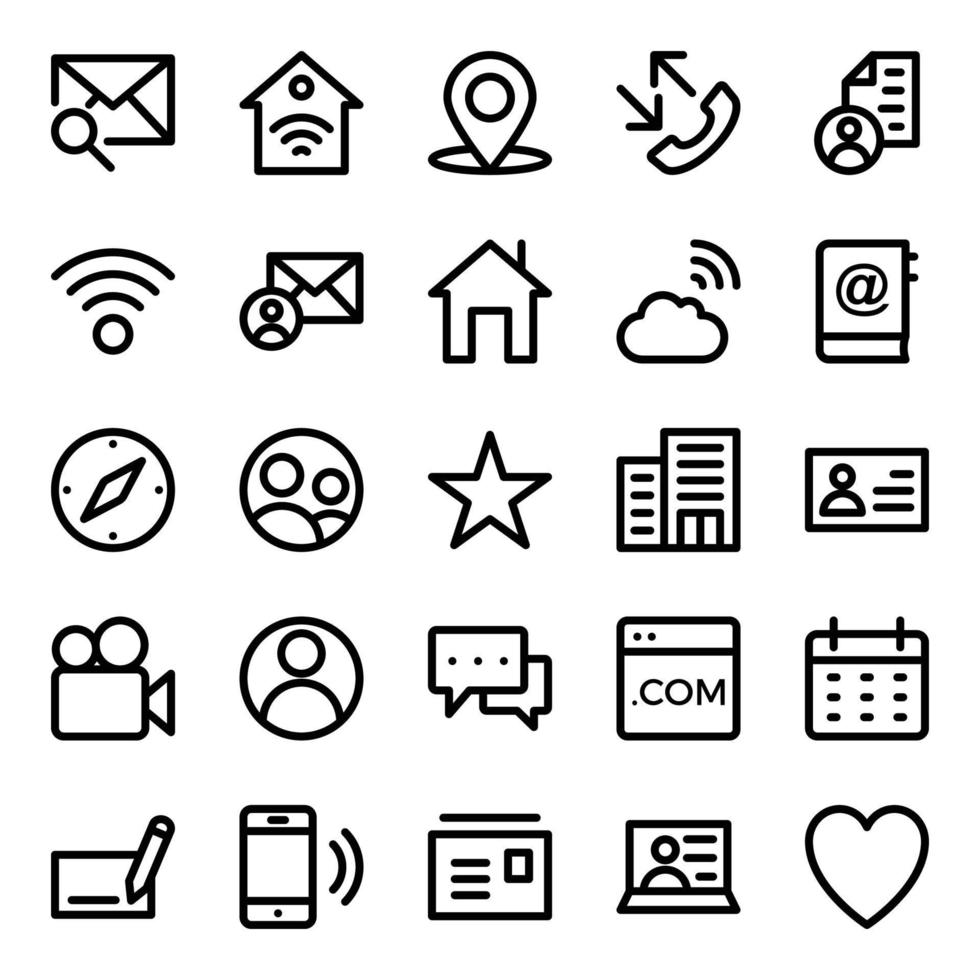 Outline icons for contact us. vector