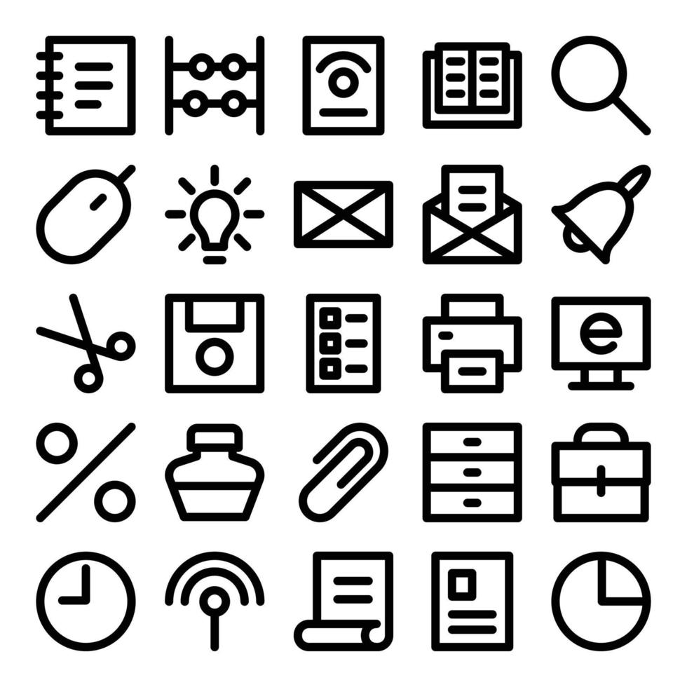 Bold line icons for education. vector