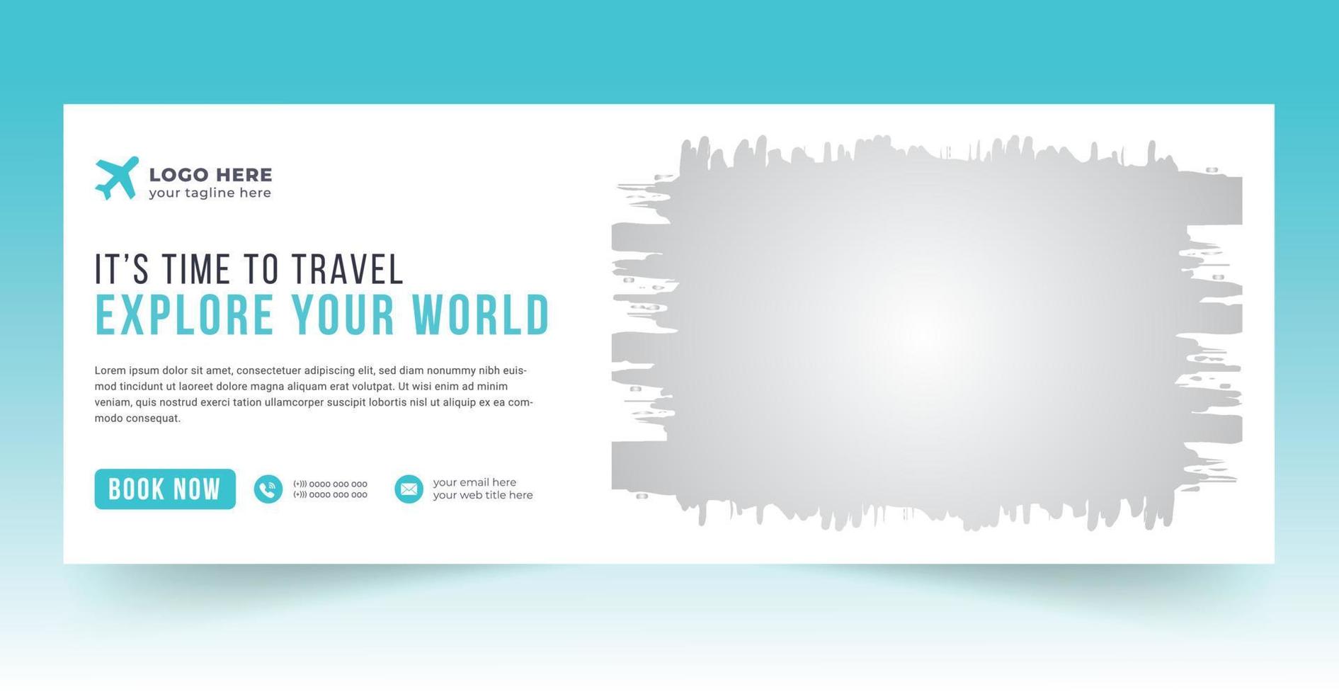 Travel cover web banner design template vector