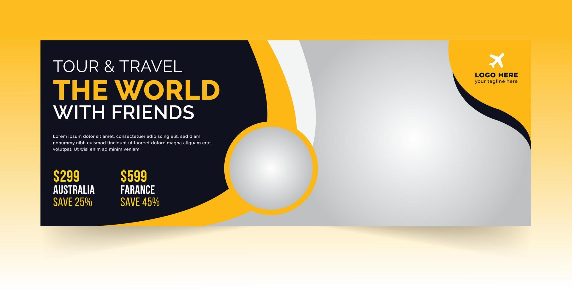 Travel cover web banner design template vector