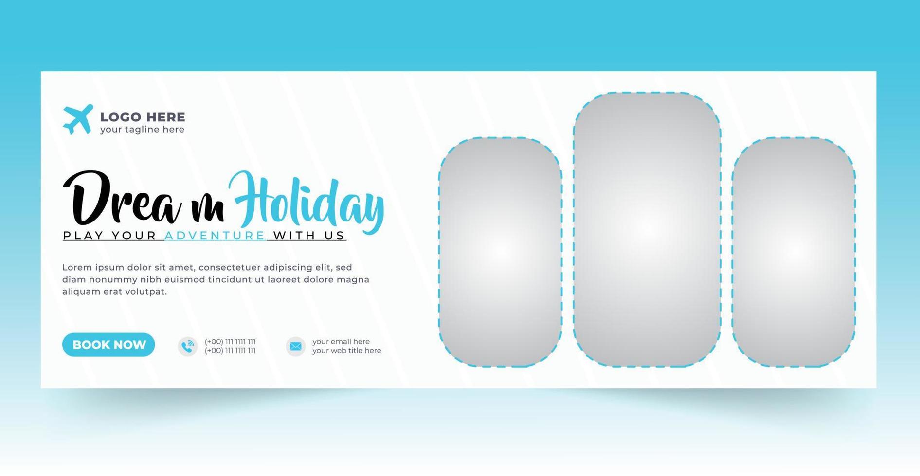 Travel facebook cover web banner design template vector