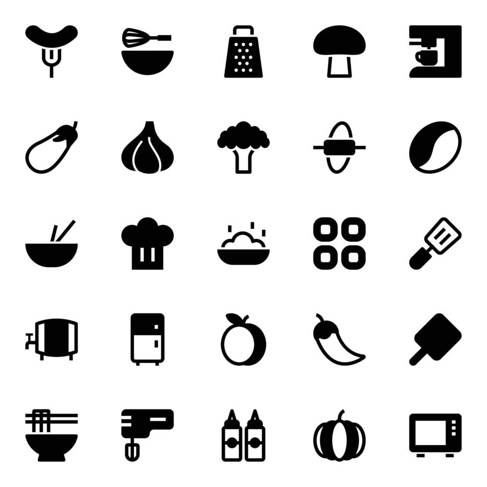 Glyph icons for food. vector