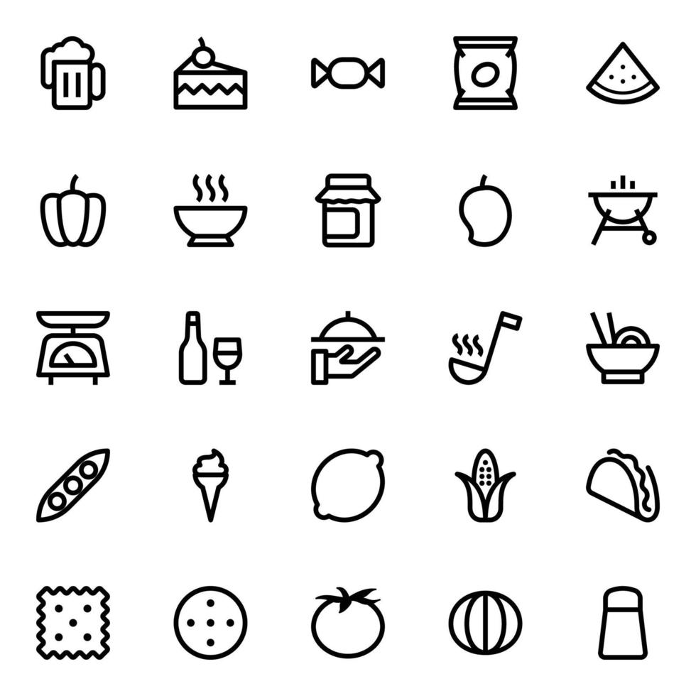 Outline icons for food. vector