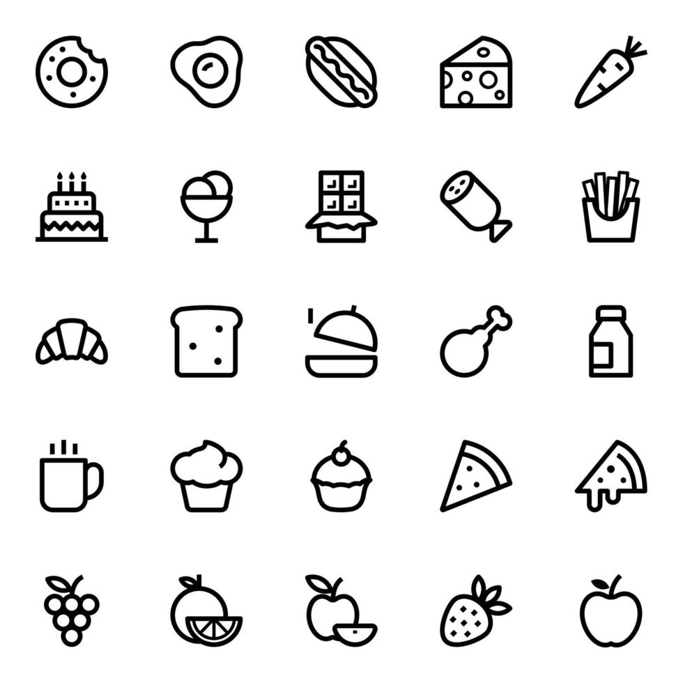 Outline icons for food. vector