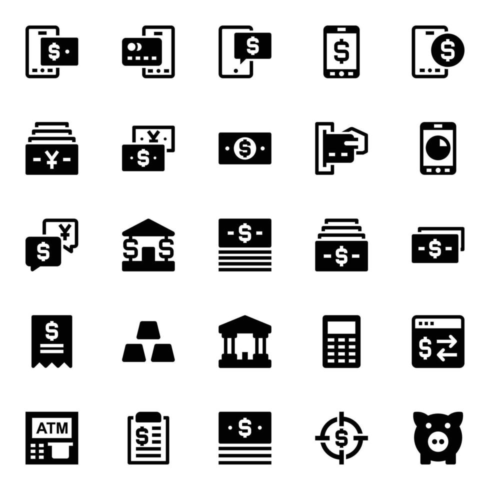 Outline icons for finance and payments. vector