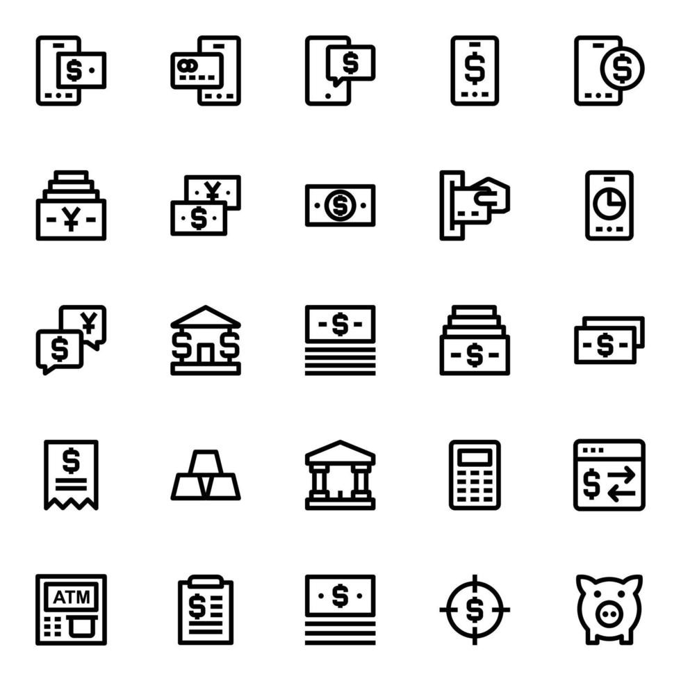 Outline icons for finance and payments. vector