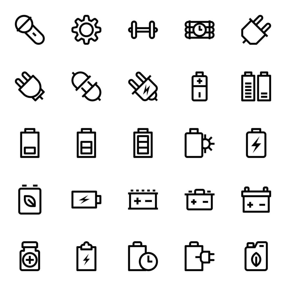 Outline icons for energy and power. vector