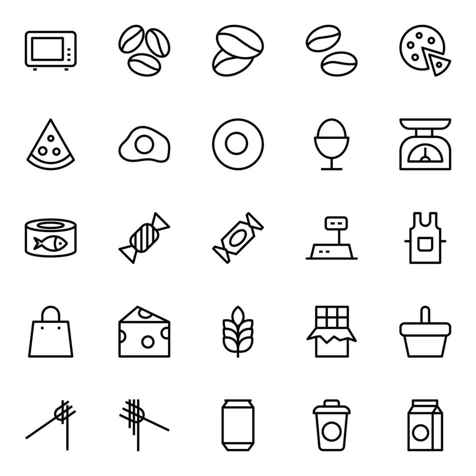 Outline icons for Food. vector