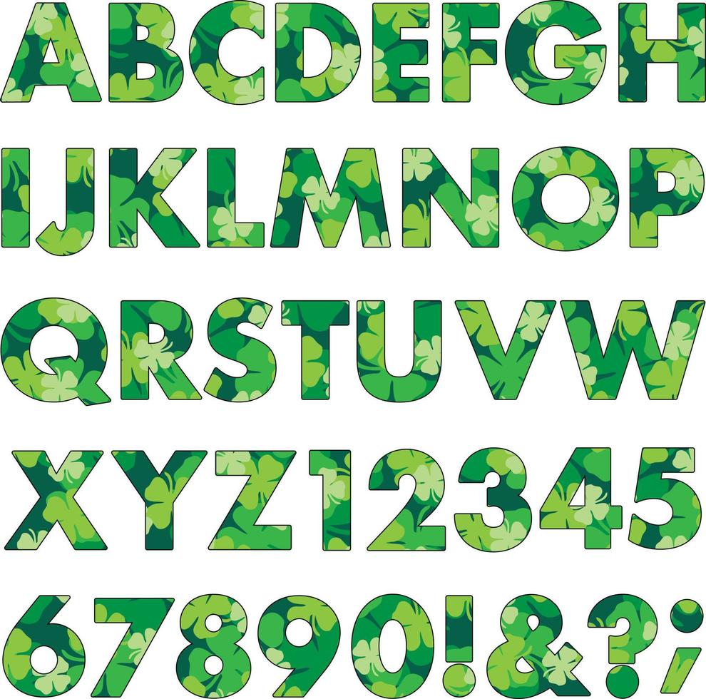 green overlapping shamrock alphabet vector