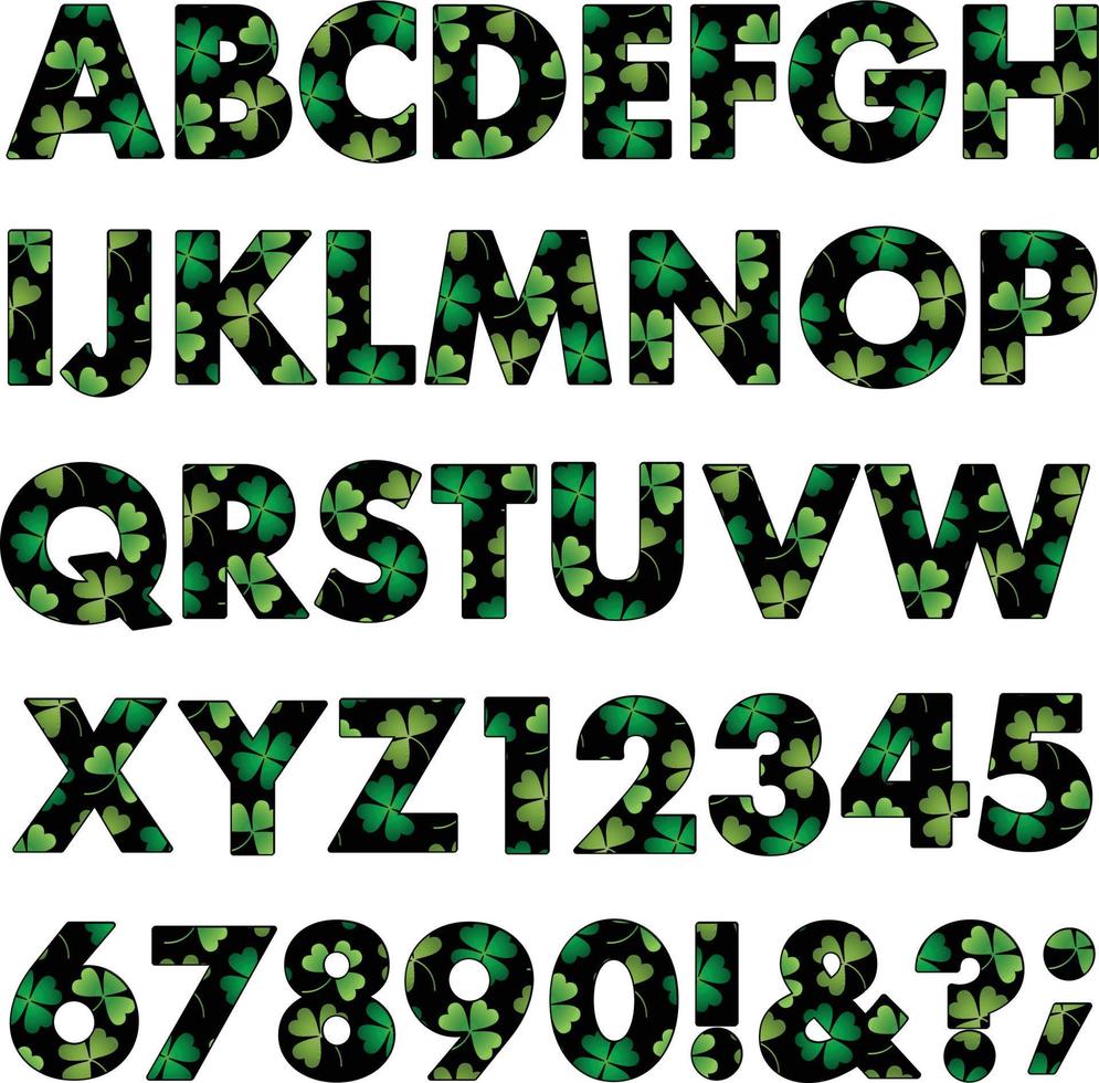 degradado verde negro trébol alfabeto vector