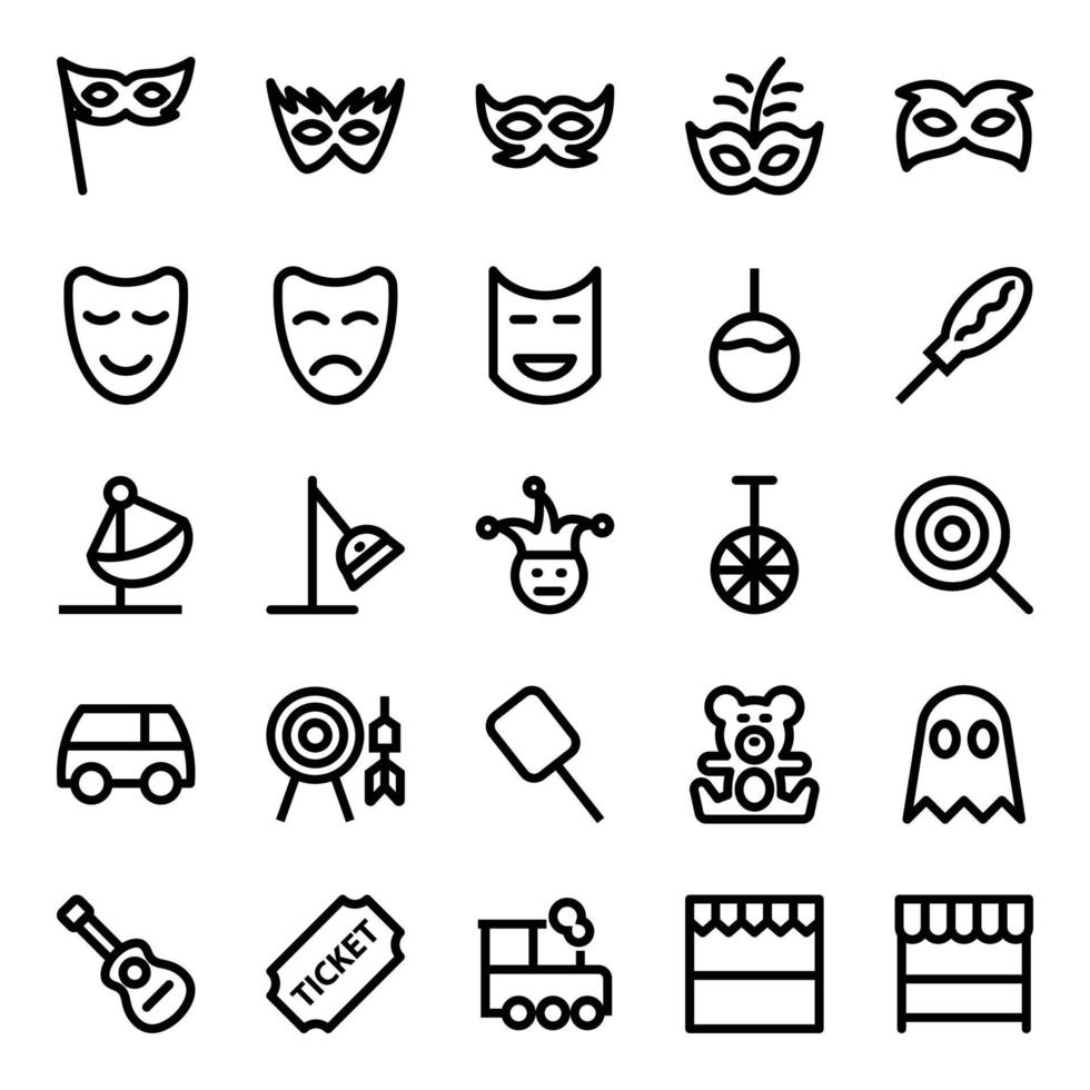 Outline icons for carnival. vector