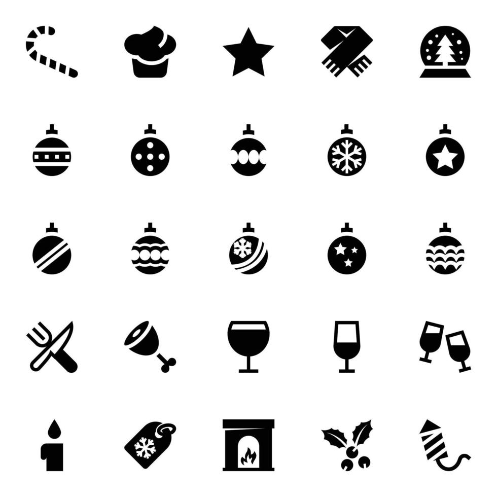 Glyph icons for Christmas. vector
