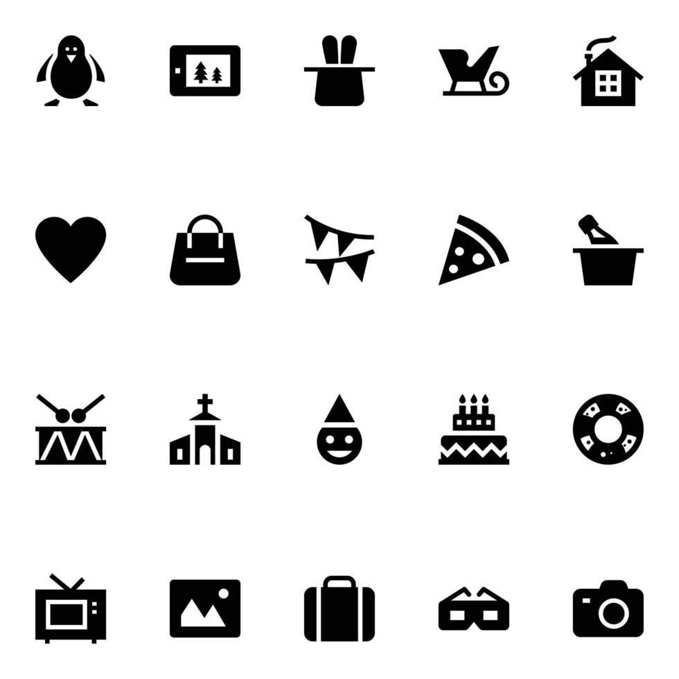 Glyph icons for Christmas. vector