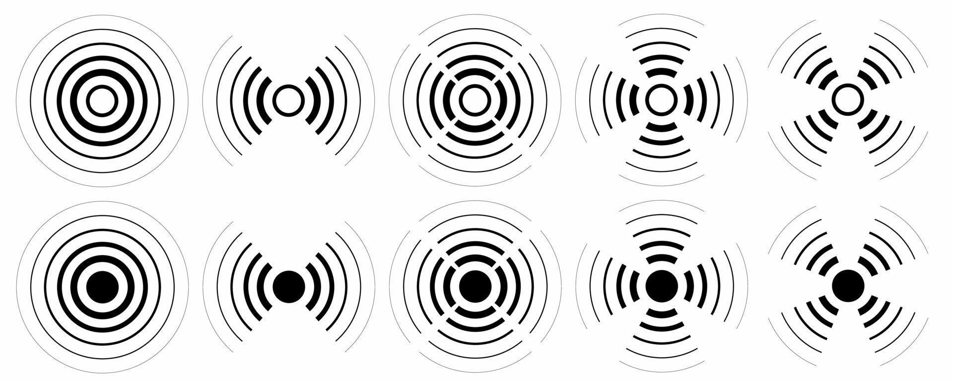 sonar sound icon set isolated on white background vector