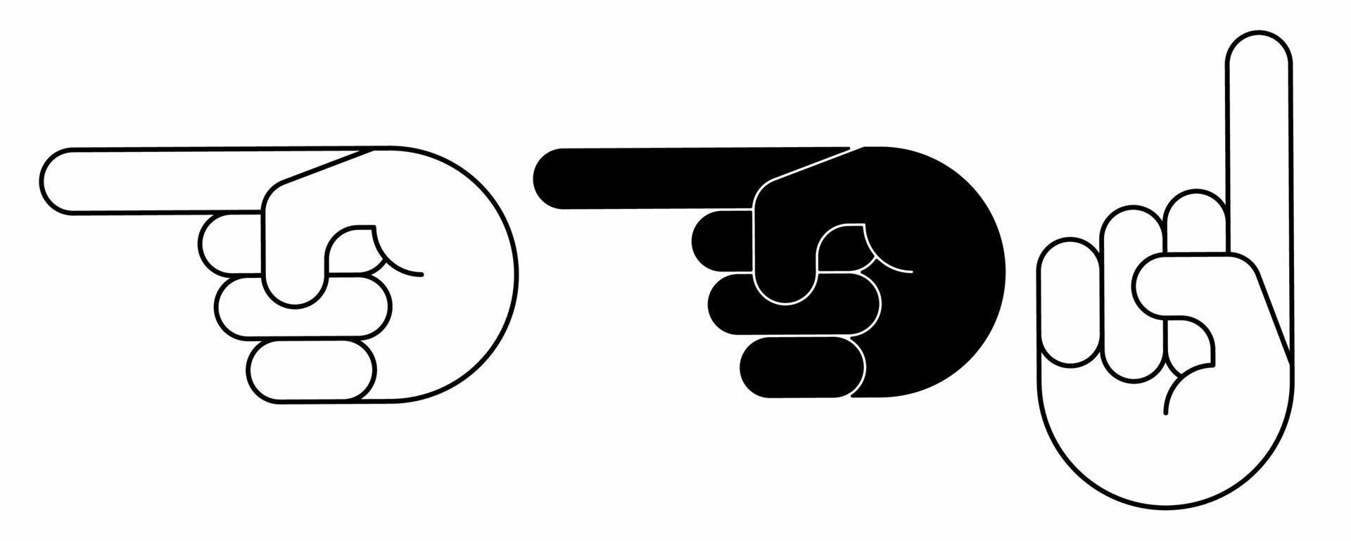 cartoon pointer hand icon set isolated on white background vector