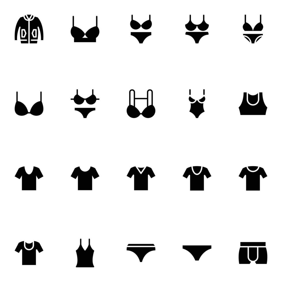 Glyph icons for clothes. vector