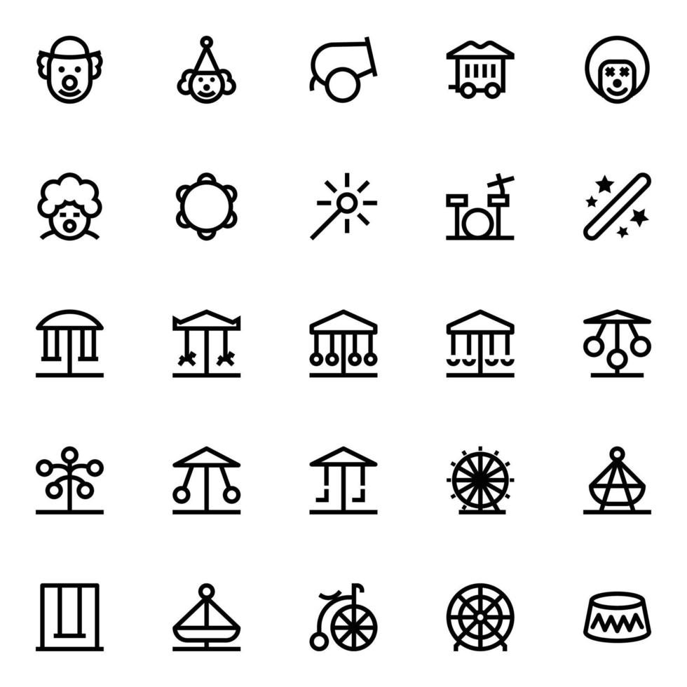 Outline icons for circus. vector