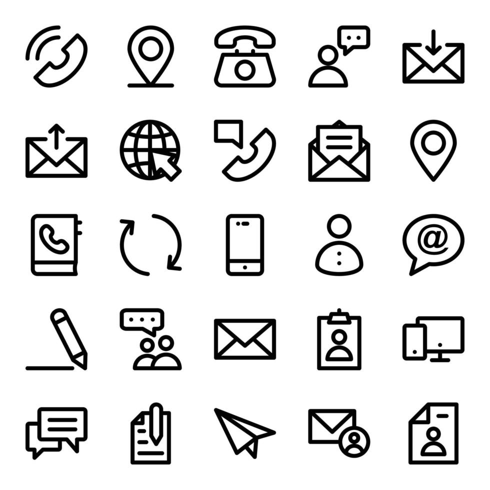 Outline icons for contact us. vector