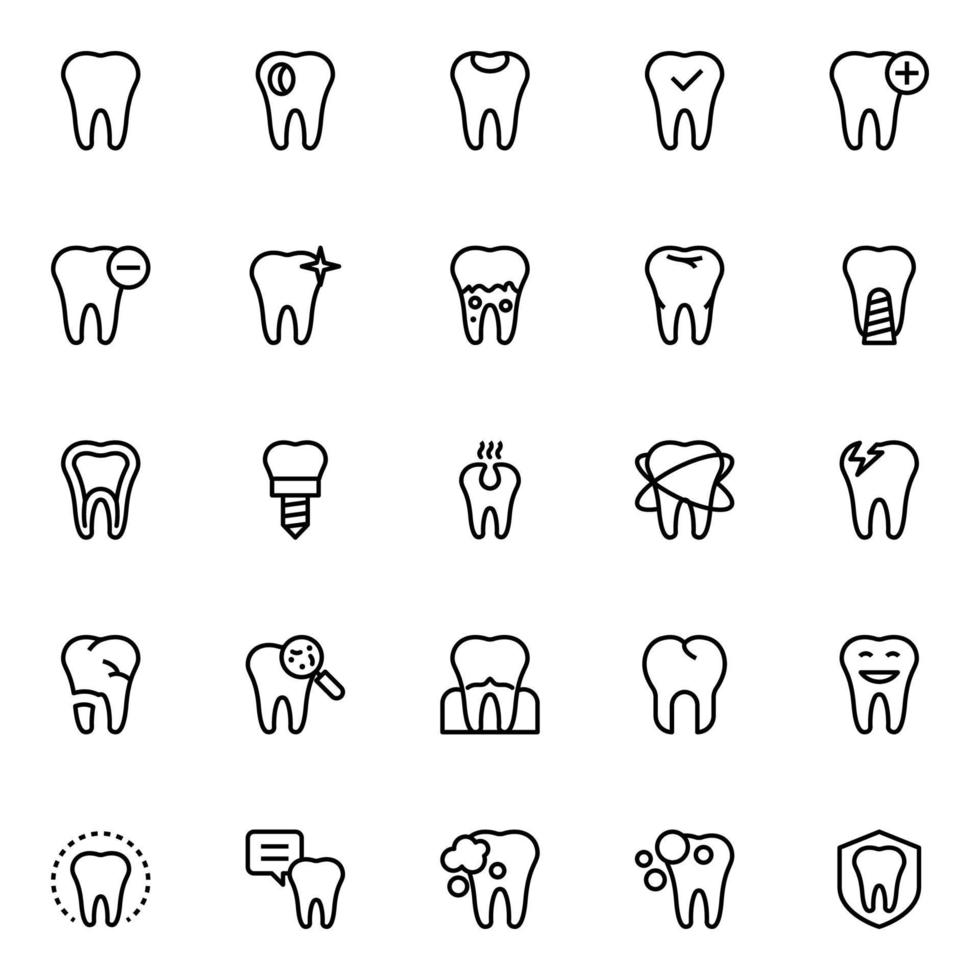 Outline icons set dental. vector