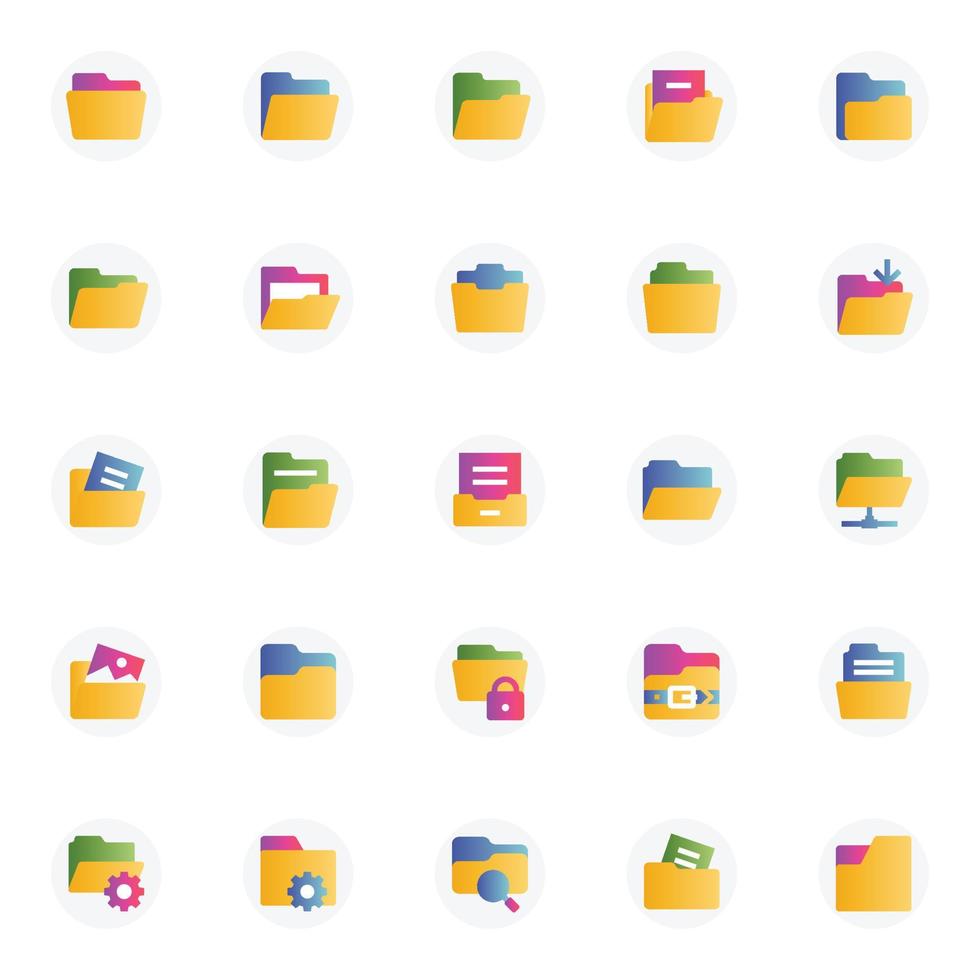 Gradient color icons for File and folder. vector