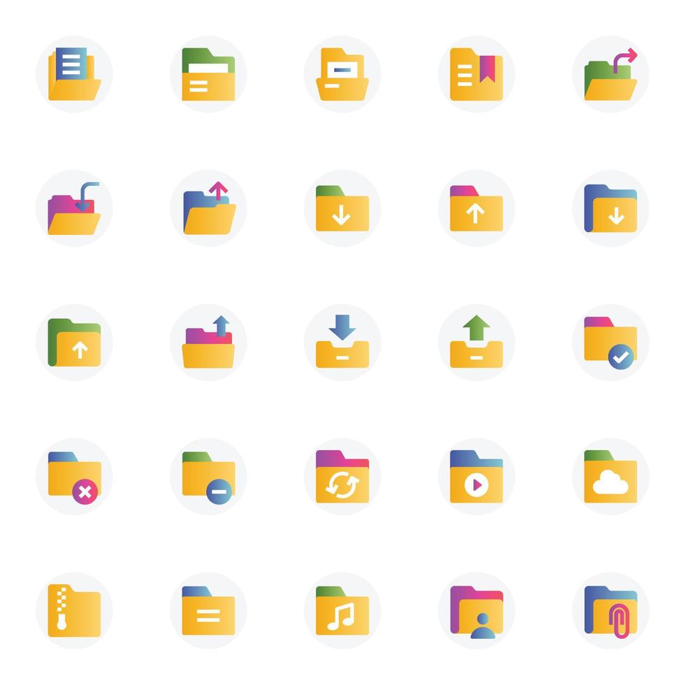 Gradient color icons for File and folder. vector