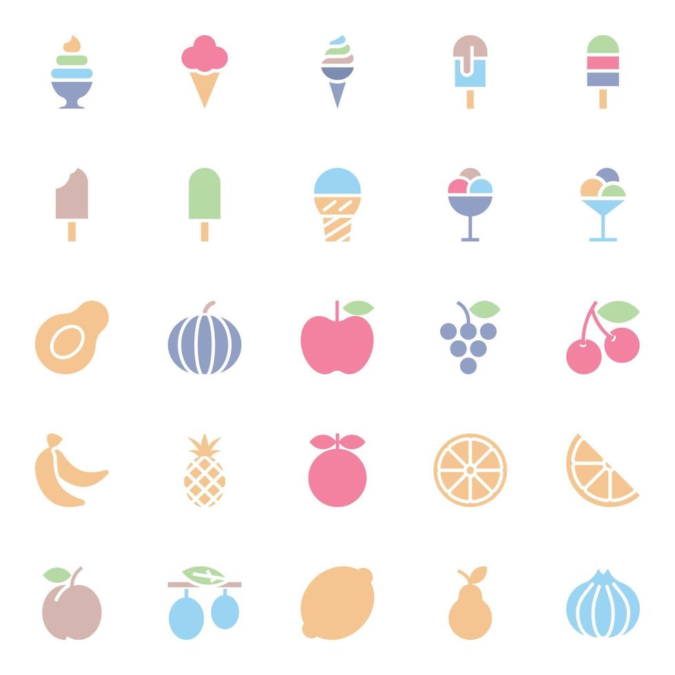Flat color icons for Food. vector