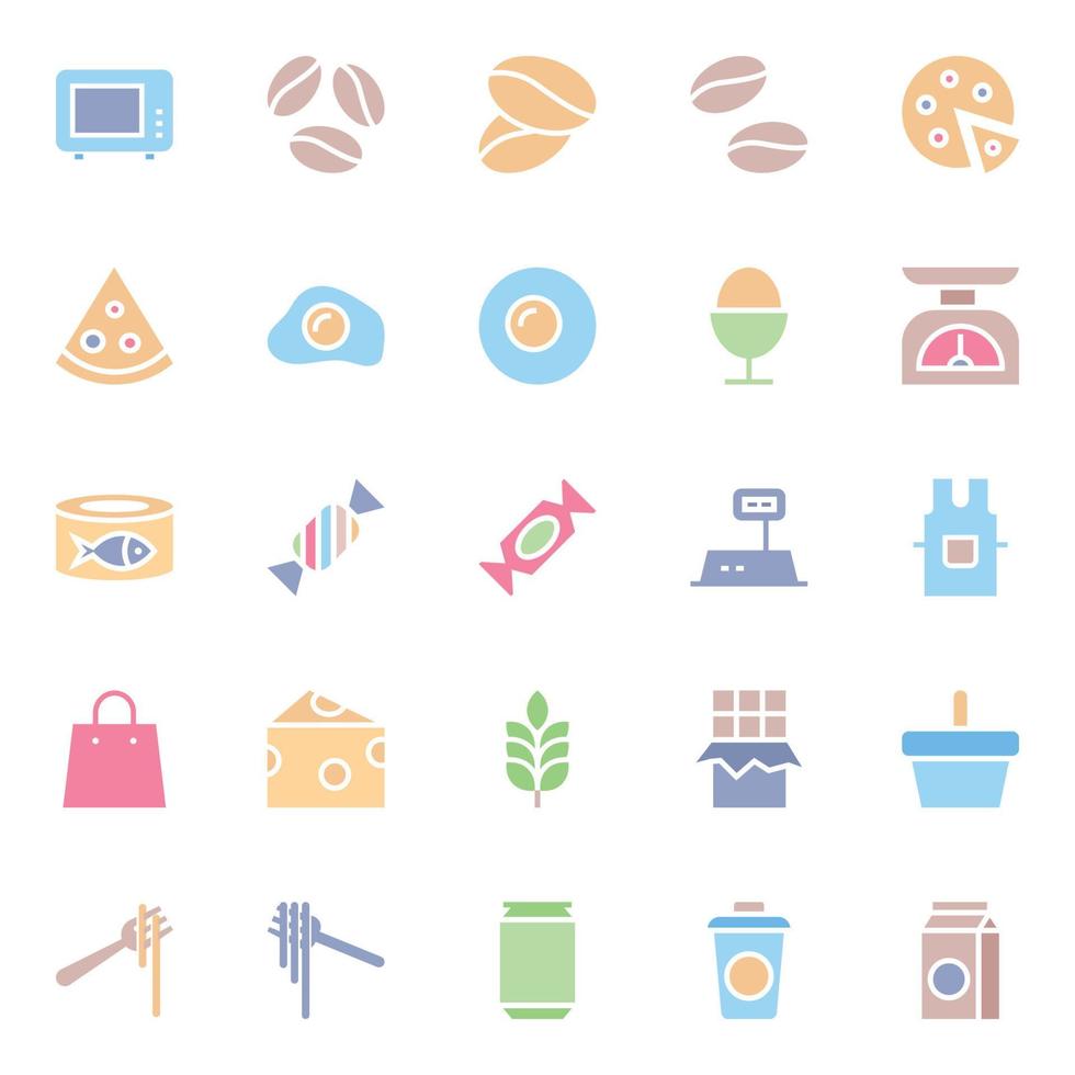 Flat color icons for Food. vector