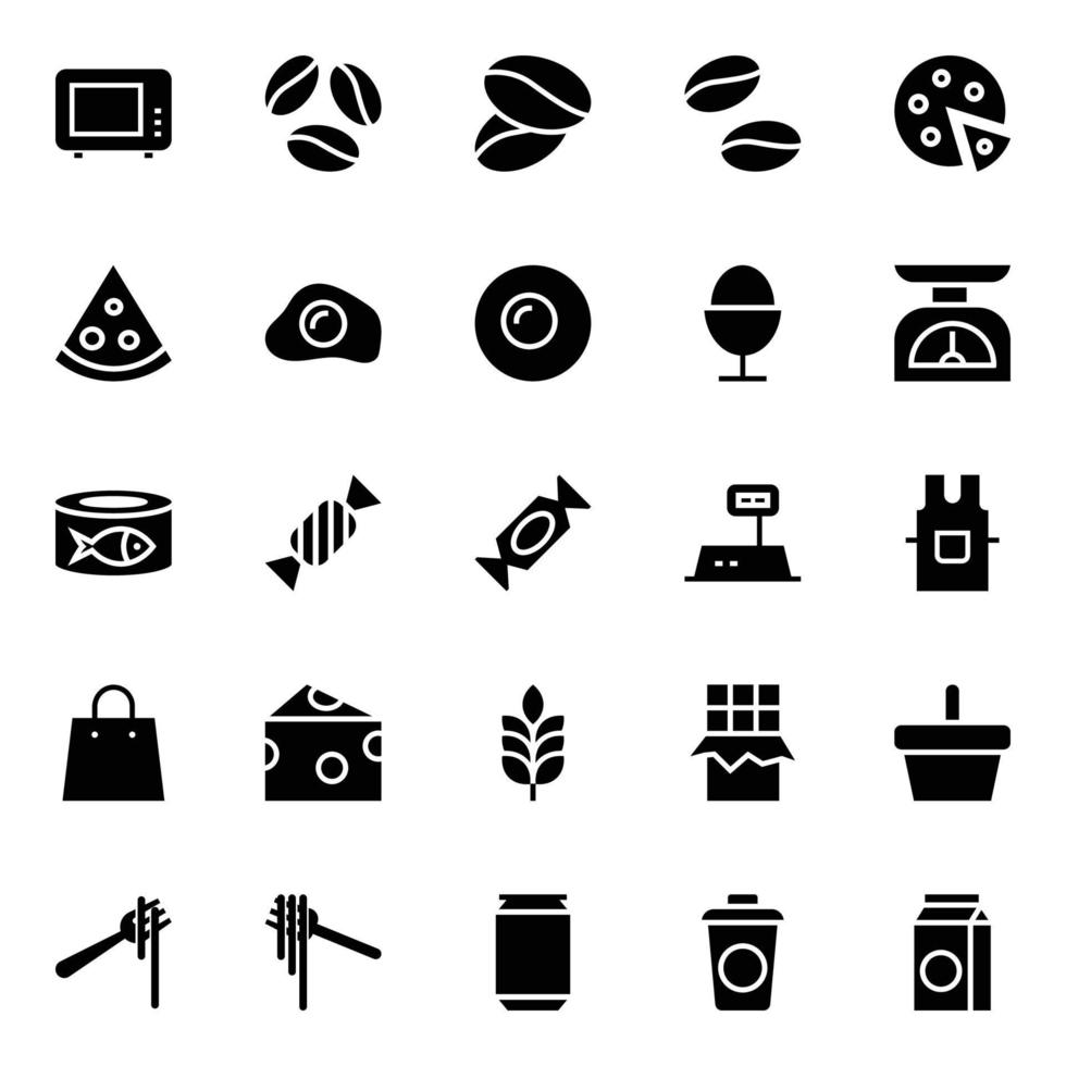 Glyph icons for Food. vector