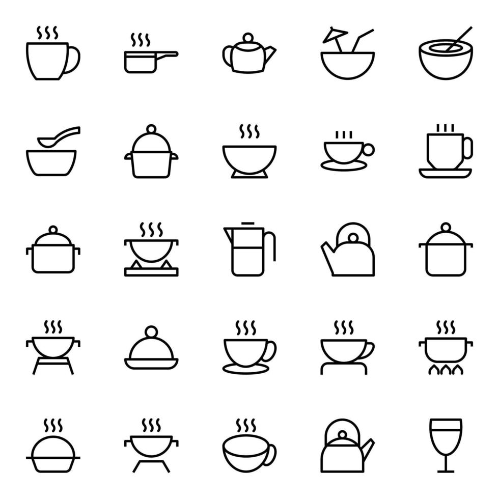 Outline icons for Food. vector