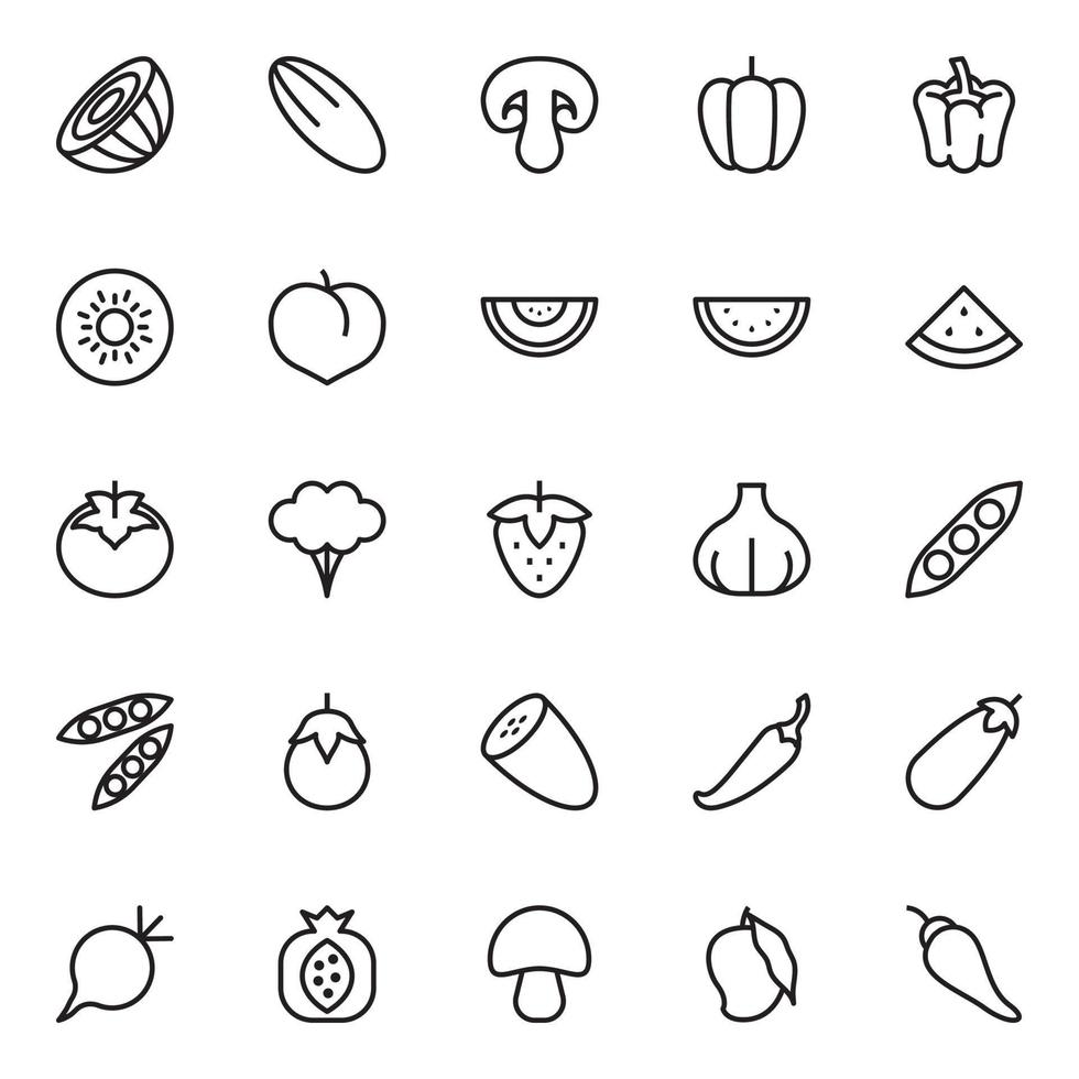 Outline icons for Food. vector