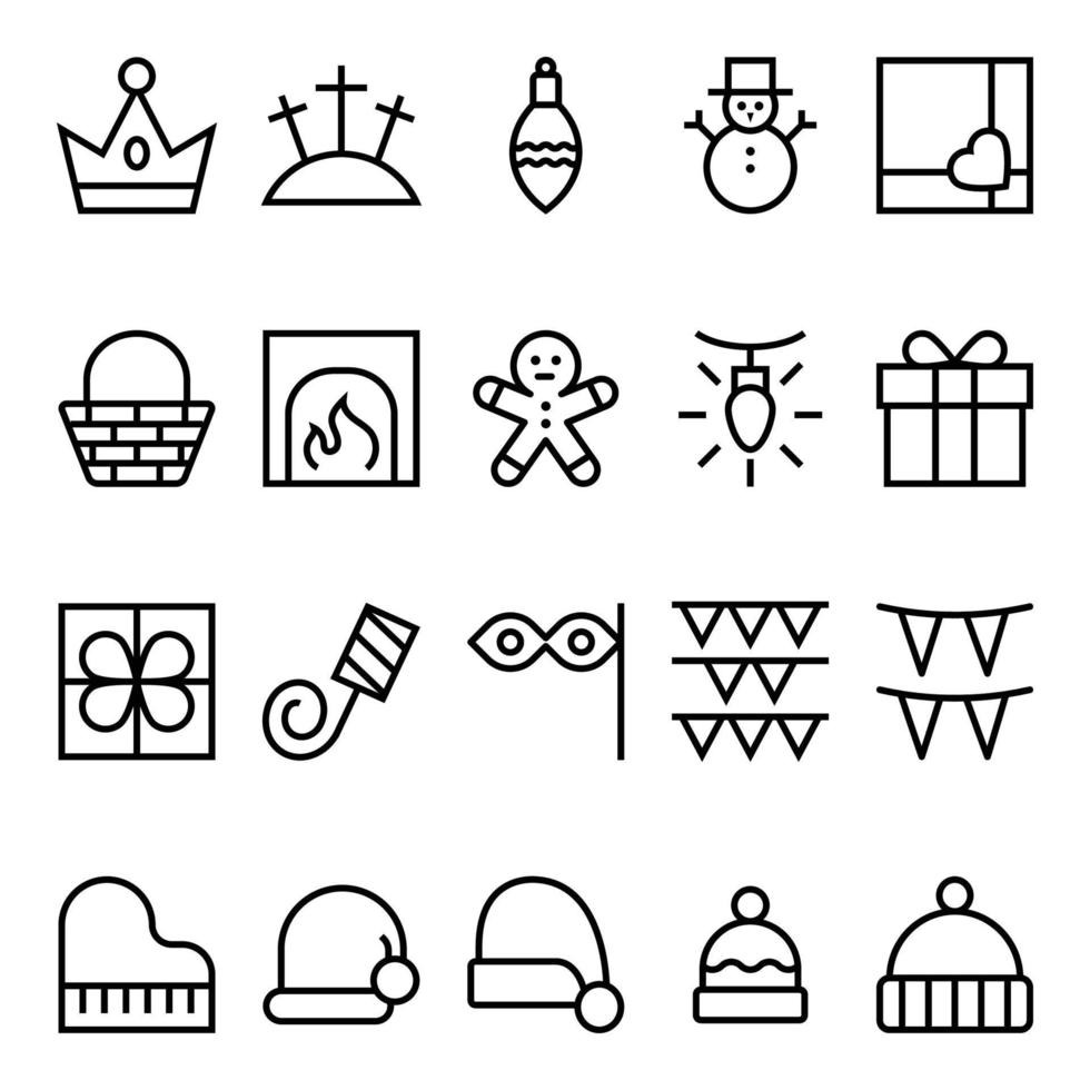 Outline icons for Christmas and easter. vector