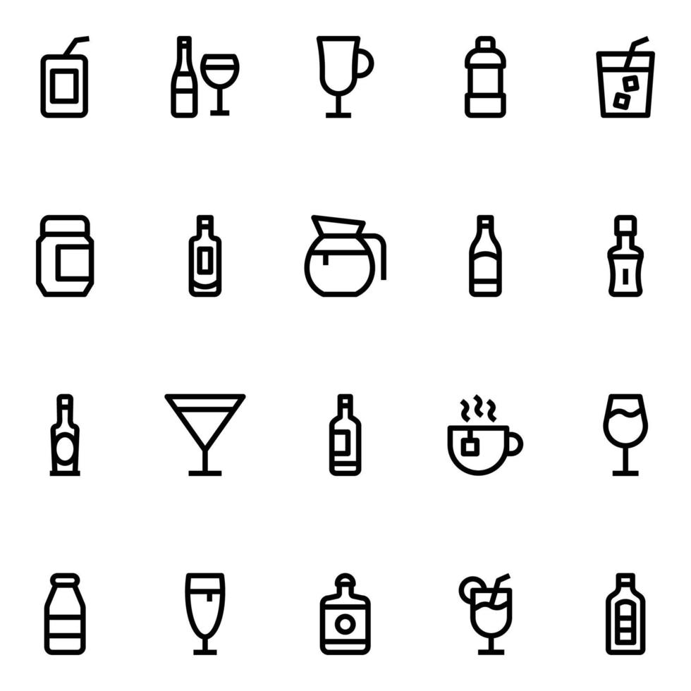 Outline icons for drink. vector