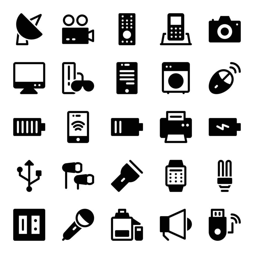 Glyph icons for electronics. vector