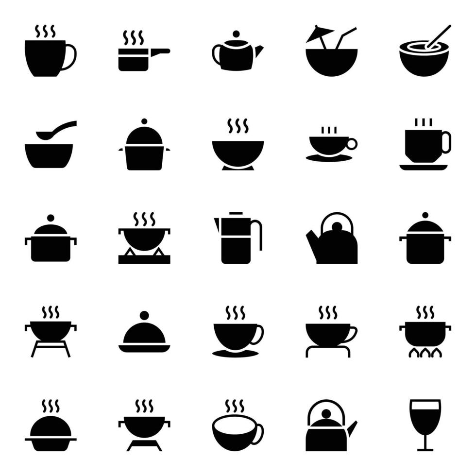 glifo íconos para alimento. vector