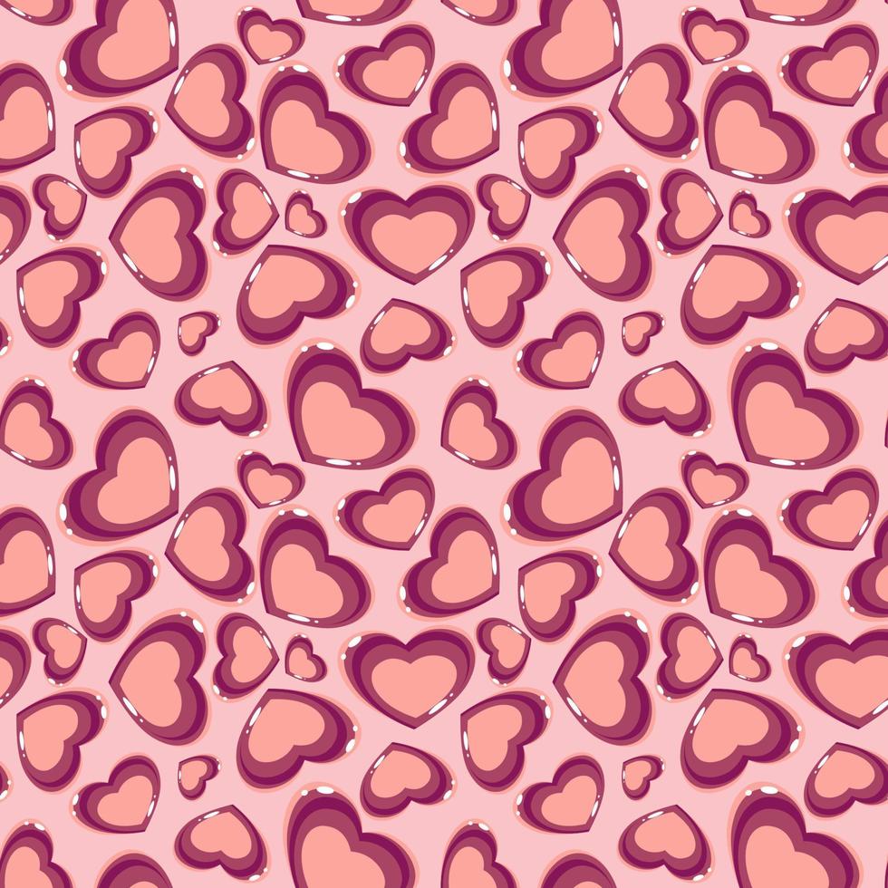 Seamless pattern with hearts in flat technique vector