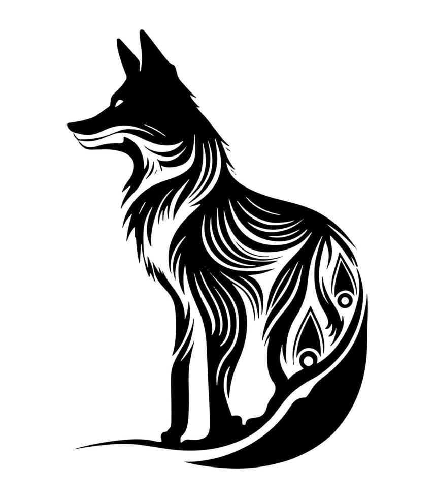 Tattoo of the Fox in a beautiful shape on the transparent background vector