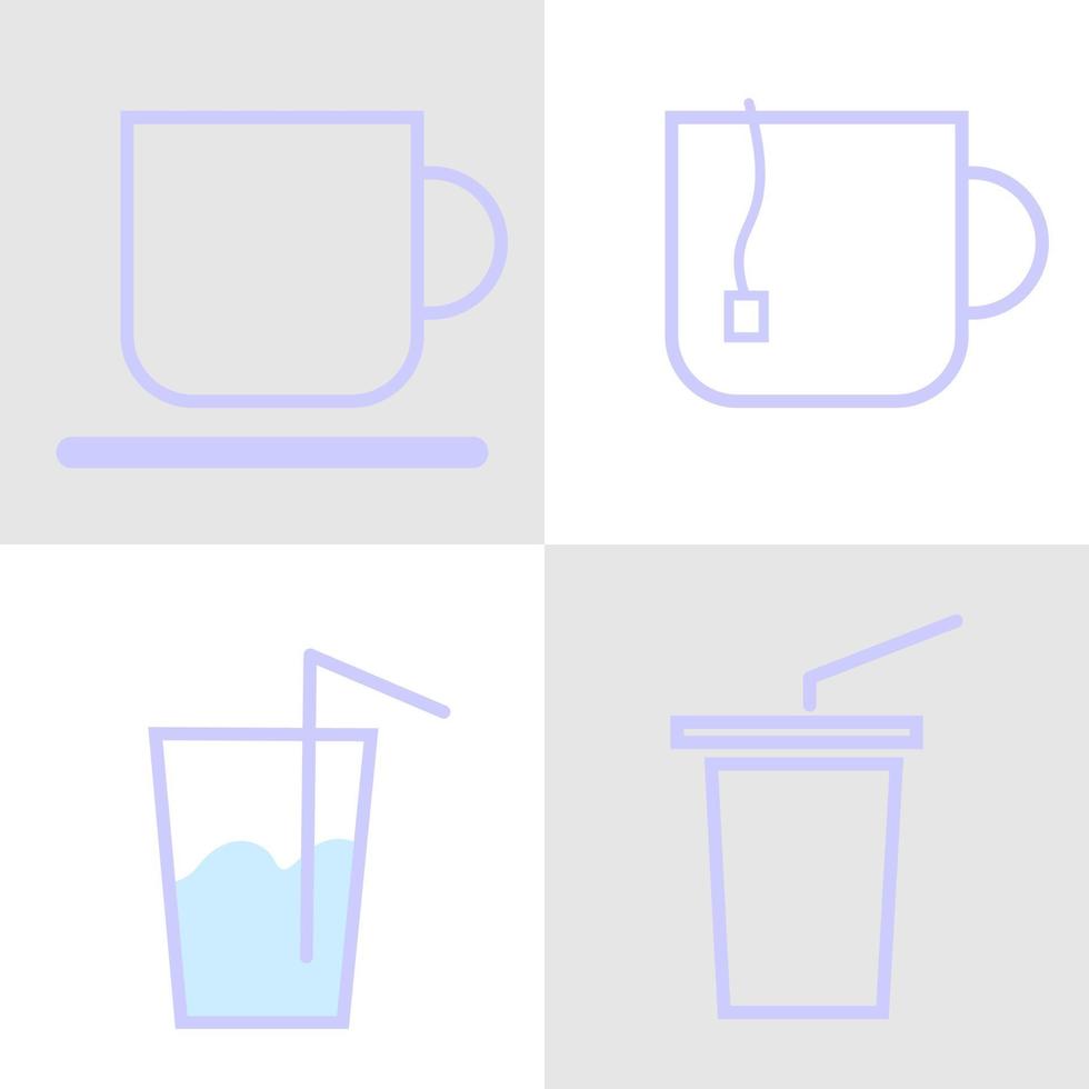 Set drink icon soft color flat design vector