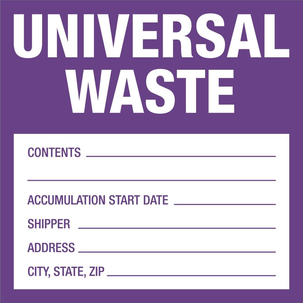 Container Hazardous Standard Label Marking Universal Waste vector