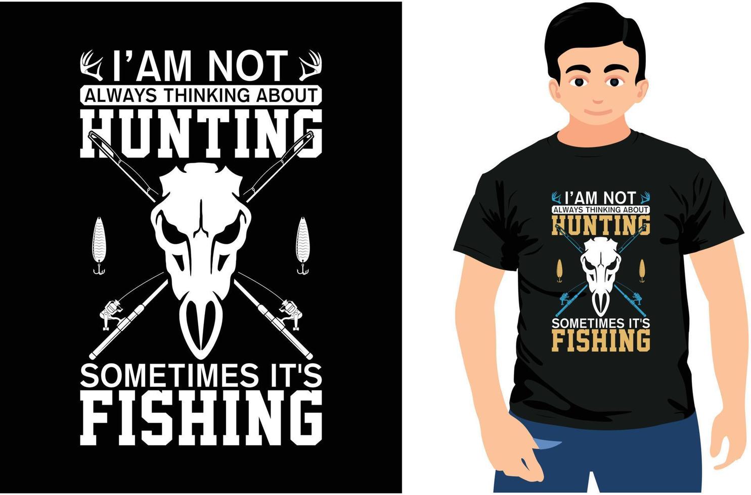 Fishing and Hunting T-shirt Design. vector