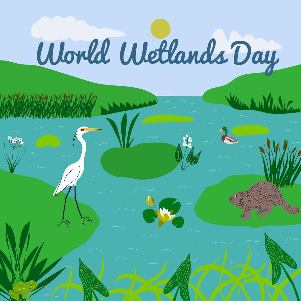 World Wetlands Day concept. Environment. Vector illustration.