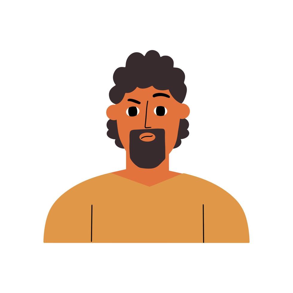 Portrait of a man with an expression of skepticism, puzzlement, surprise, distrust. Vector hand drawn illustration