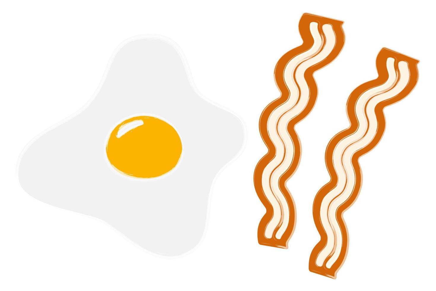 Fried egg with bacon in trendy hues in watercolor manner. Traditional American food. fast breakfast vector