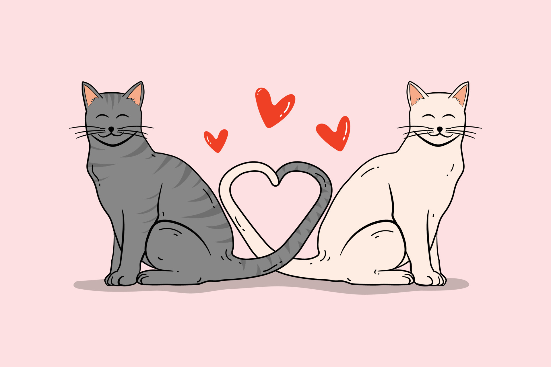 Love Cats Couple Design Romantic Vector Concept Stock Illustration -  Download Image Now - Domestic Cat, Love - Emotion, Two Animals - iStock