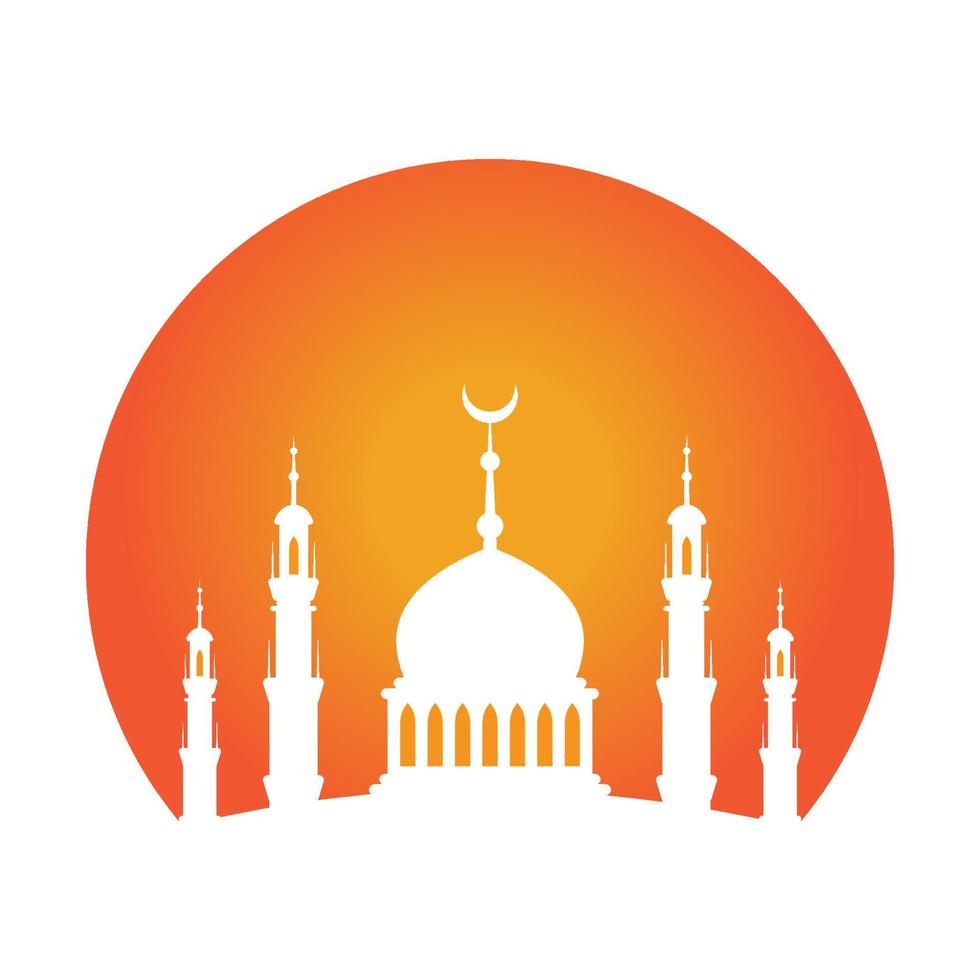 mosque and sunset logo islamic religion place of worship dome  vector icon symbol illustration design