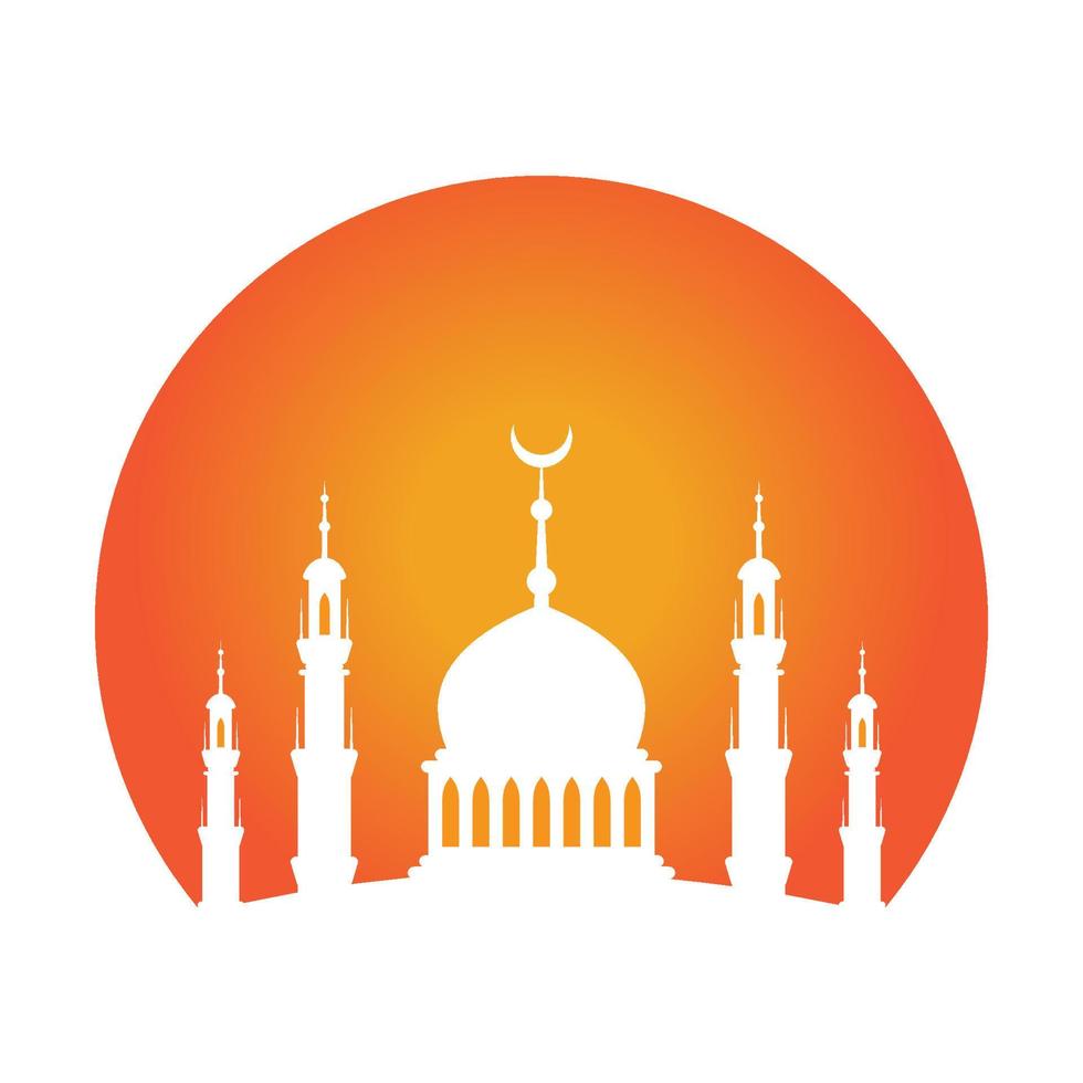 mezquita y puesta de sol logo islámico religión sitio de Adoración Hazme vector icono símbolo ilustración diseño