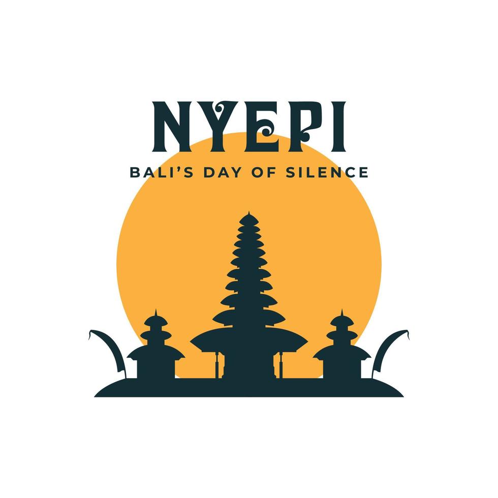 contento nyepi día hinduismo contento de bali día de silencio templo vector ilustración antecedentes